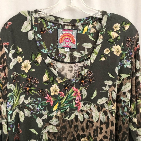 Johnny Was Ash Bird Leopard Swing Top Size Medium - Picture 2 of 10